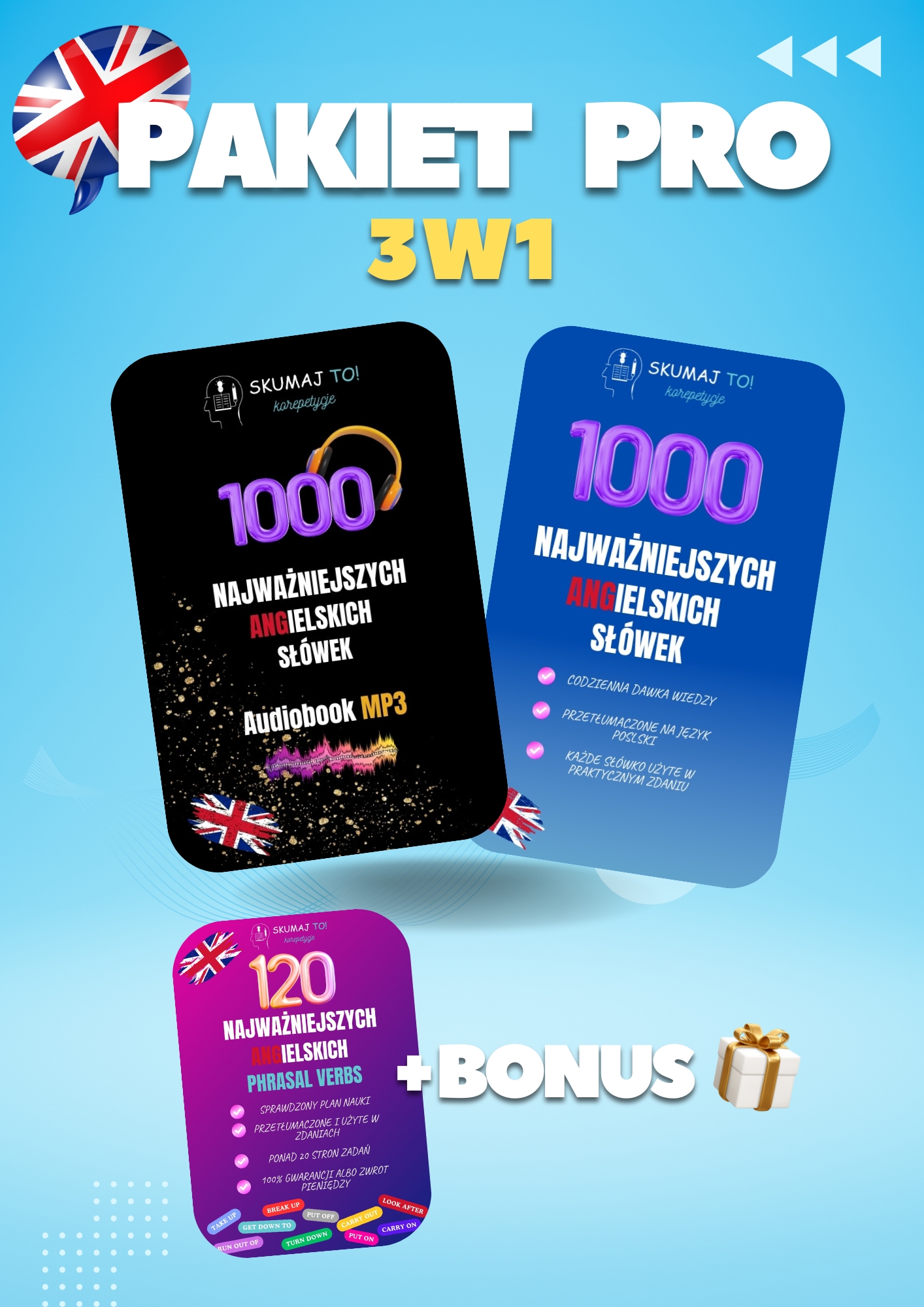 PAKIET PRO – 1000 Najważniejszych Angielskich Słów Audiobook MP3 + e-Book + BONUS